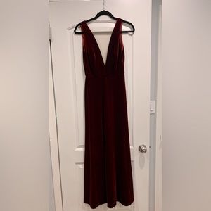 Jenny Yoo Logan Velvet Dress in Dark Berry, size 4.